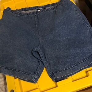 L.A. Blues Women's Denim-Look Elastic Waist Shorts - Blue